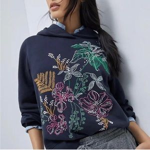 Maeve By Anthropologie Embroidered Hoodie Sweatshirt
